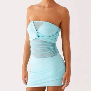 Peppermayo Strapless Light Blue Dress